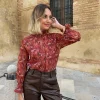 Blusa lurex cuello fruncido caldera