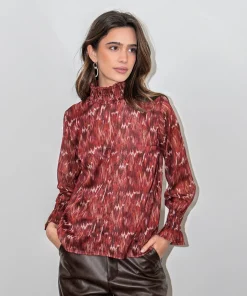 Blusa lurex cuello fruncido caldera