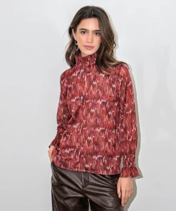 Blusa lurex cuello fruncido caldera