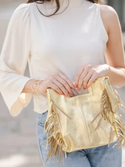Bolso flecos metalizados