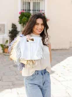 Bolso flecos metalizados