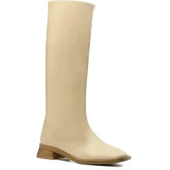 Bota alta tacon beige