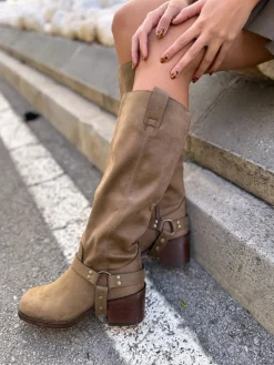 Bota moteras taupe