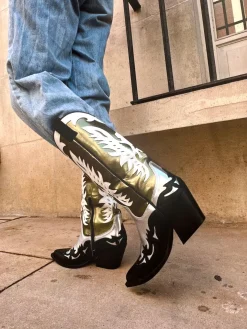 Botas relieve metalizada green