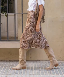 Falda evase animal print