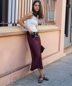 Falda satinada evase