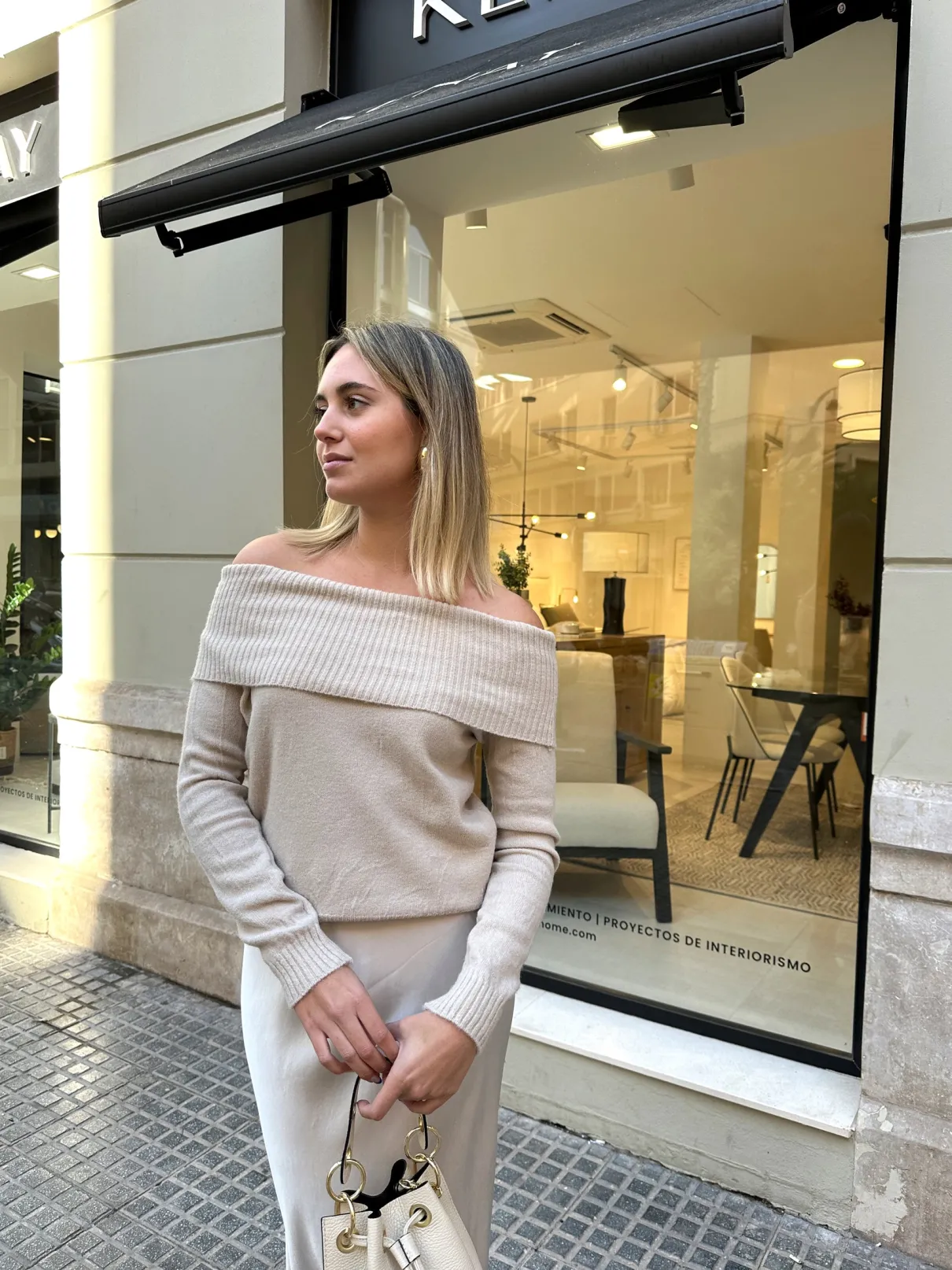 Jersey punto cuello bardot