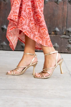 Sandalias tiras tacon Flore gold