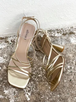 Sandalias tiras tacon Flore gold