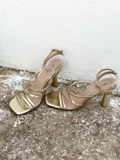 Sandalias tiras tacon Flore gold