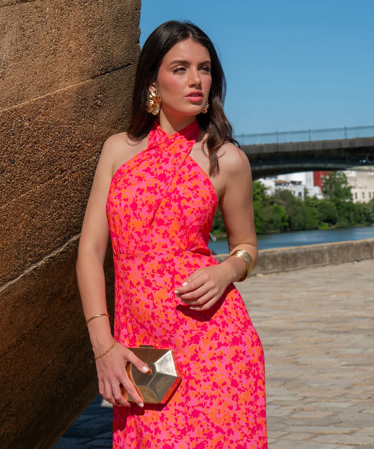 Vestido escote multiposicion gasa verano