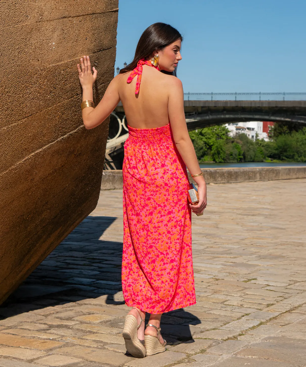 Vestido escote multiposicion gasa verano
